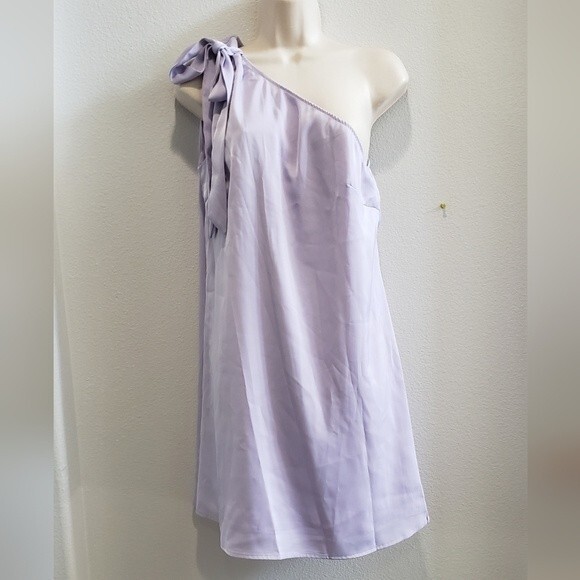 satin like mauve one shoulder mini dress size small NWT - Picture 1 of 4